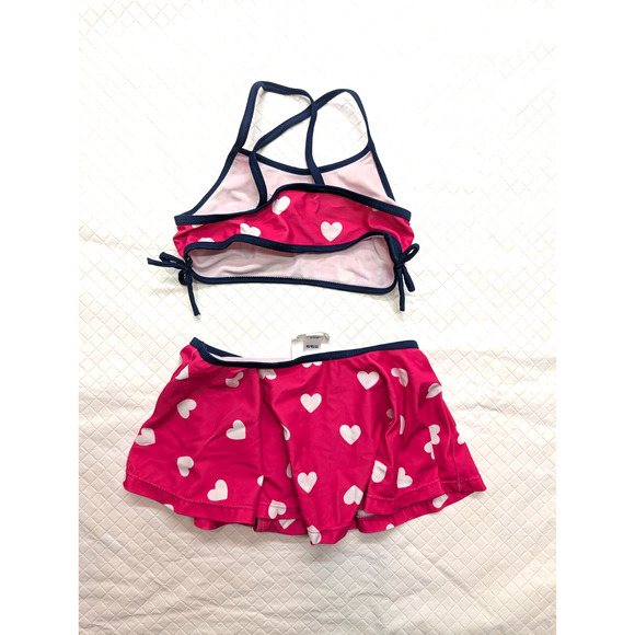 Old Navy Girls Size 5T Tankini Bikini Swim Top & Skirted Bottom Set Red Hearts - Picture 5 of 5